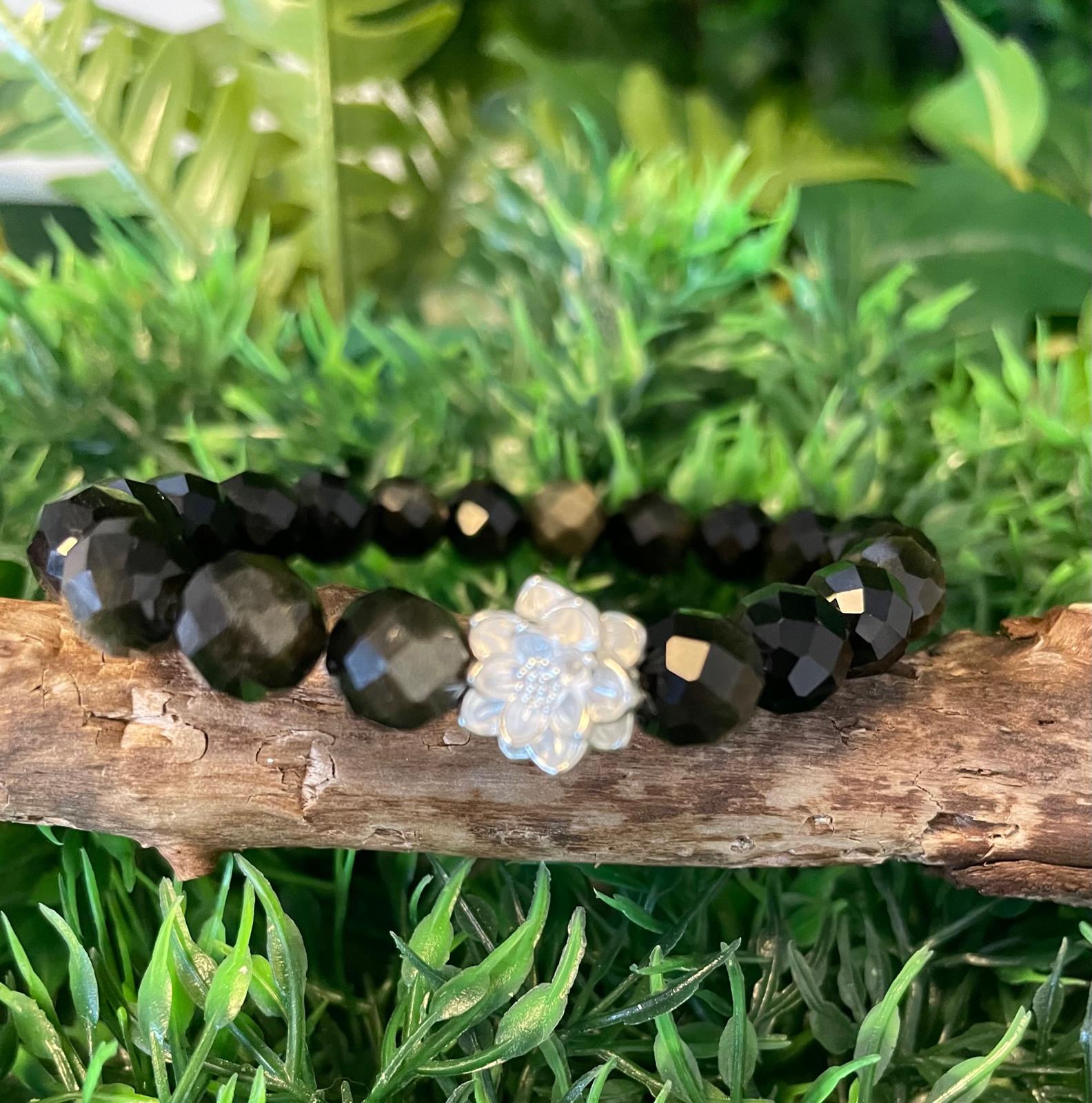 Bracelet en Obsidienne Dorée Facettée